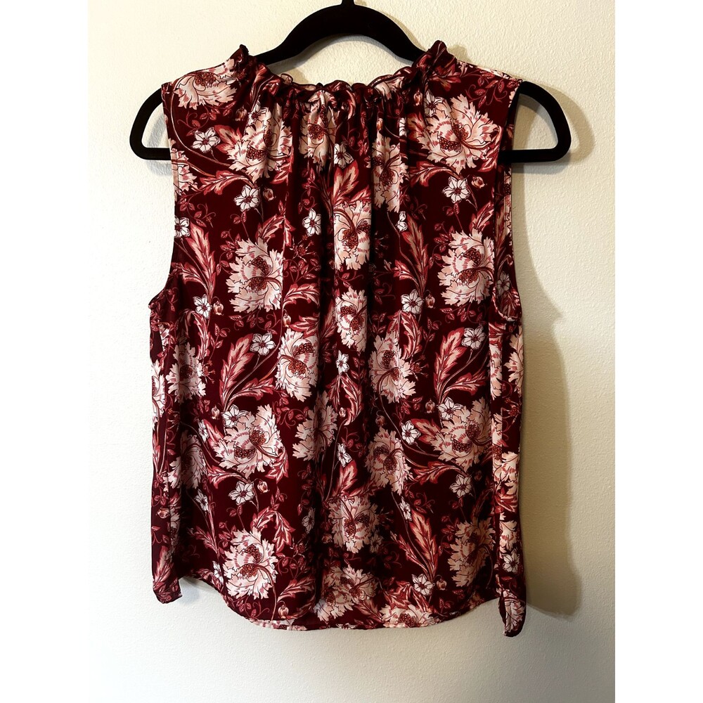 Ann Taylor Women's Petite LP Tank Top Red & Pink Floral (Pre-Loved)